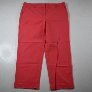 LOFT 14 Pink Red Riviera Mid Rise Slim Ankle Dress Womens Pants